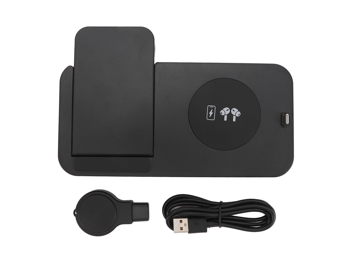 Estación De Carga Inalámbrica Negra, Soporte De Carga Inalámbrica Plegable Rápido Para Ios 15, 14, 13, 12, Pro, Pro Max, Reloj Ios, Auriculares Ios