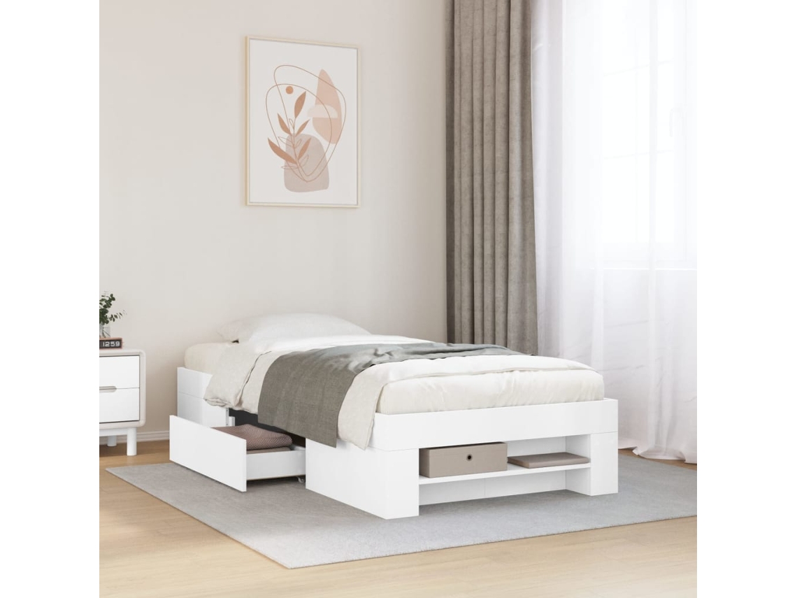 Estructura De Cama Madera De Ingeniería Blanca 75x190 Cm