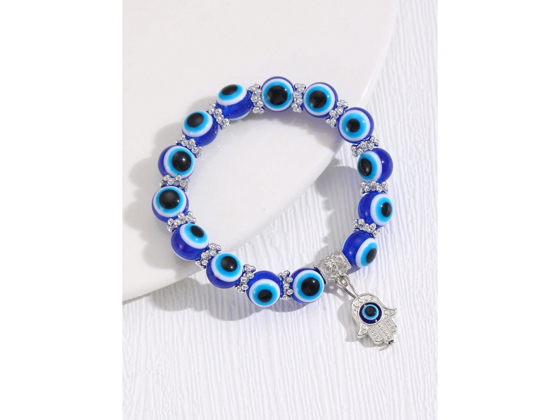Pulsera Del Ojo Turco, Pulsera Con Colgante De La Mano De Hamsa Azul Siurn