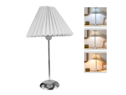 Lámpara de mesa de metal con pantalla de tela para dormitorio y salón.