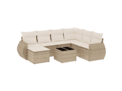 Conjunto de 8 sofás de jardín con cojines de mimbre beige MAISON EXCLUSIVE (8 piezas)