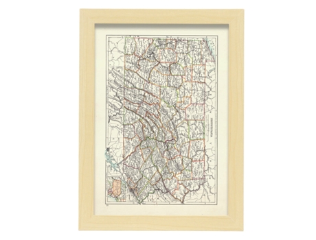 NACNIC Pósters Geográficos En Vintage Mapa De Pennsylvania De 1885 Ilustraciones De Antiguos Mapamundis En Tonos Sepia Tamaño A3 Con Marco Negro