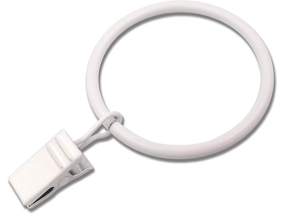 Rebe-20 Anillos De Cortina Metálicos Con Clip, Decorativos Para Paneles, Diámetro Interior 1.77 Pulgadas, Blancos