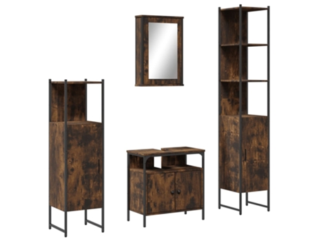 Conjunto 4 de muebles baño VIDAXL madera contrachapada roble ahumado