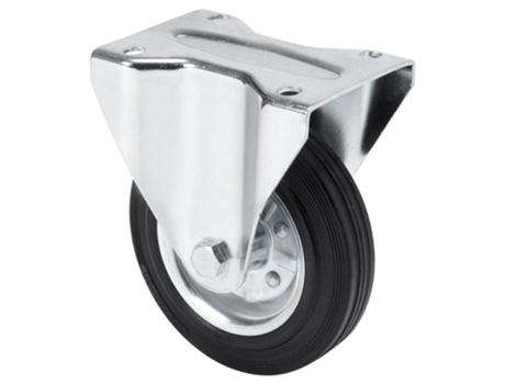 Rueda fija 125-160-2 metalico-goma negra eje rodillos ALEX