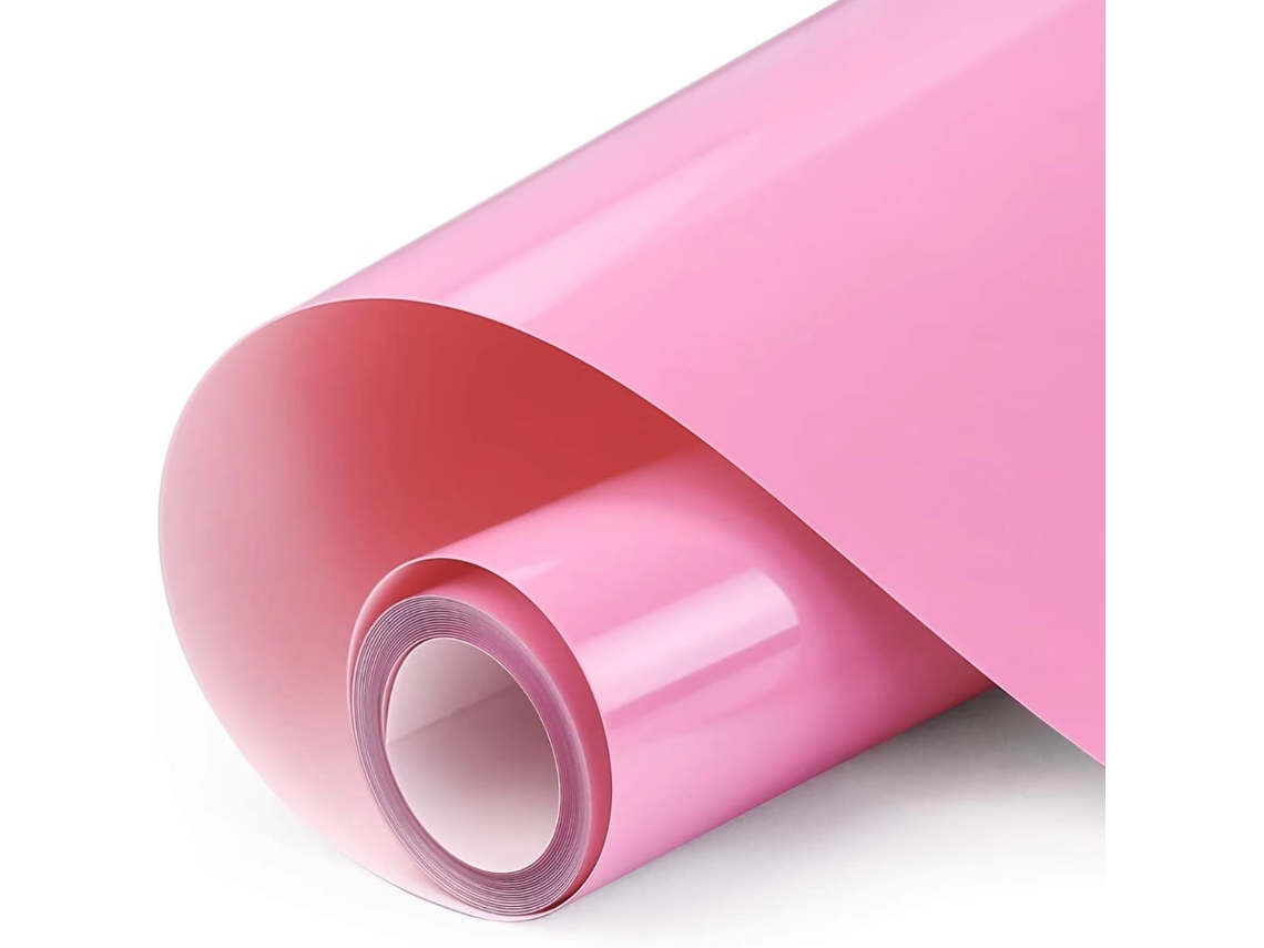Rollo de vinilo de transferencia térmica, apto para prensado térmico, planchable, fácil de cortar y quitar, Mdug (rosa claro, 30 x 91 cm)