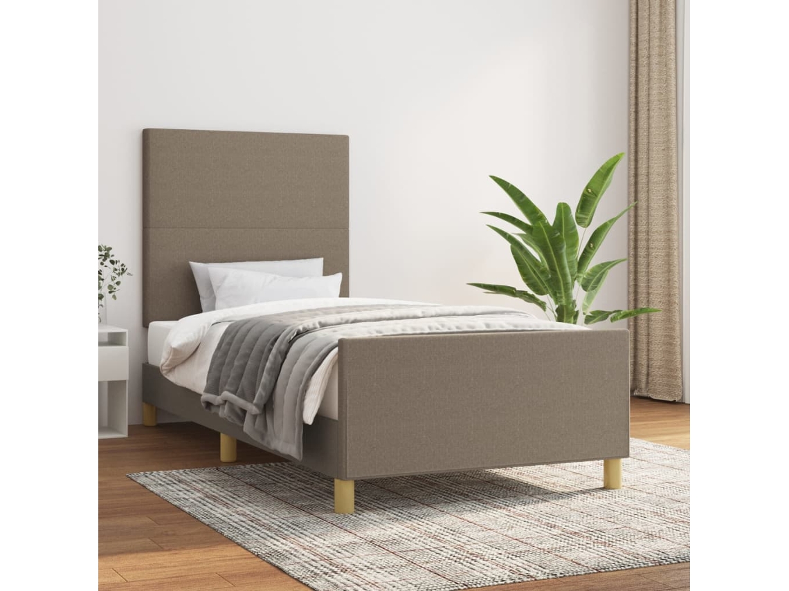 Estructura De Cama Sin Colchón Tela Gris Taupe 90x190 Cm