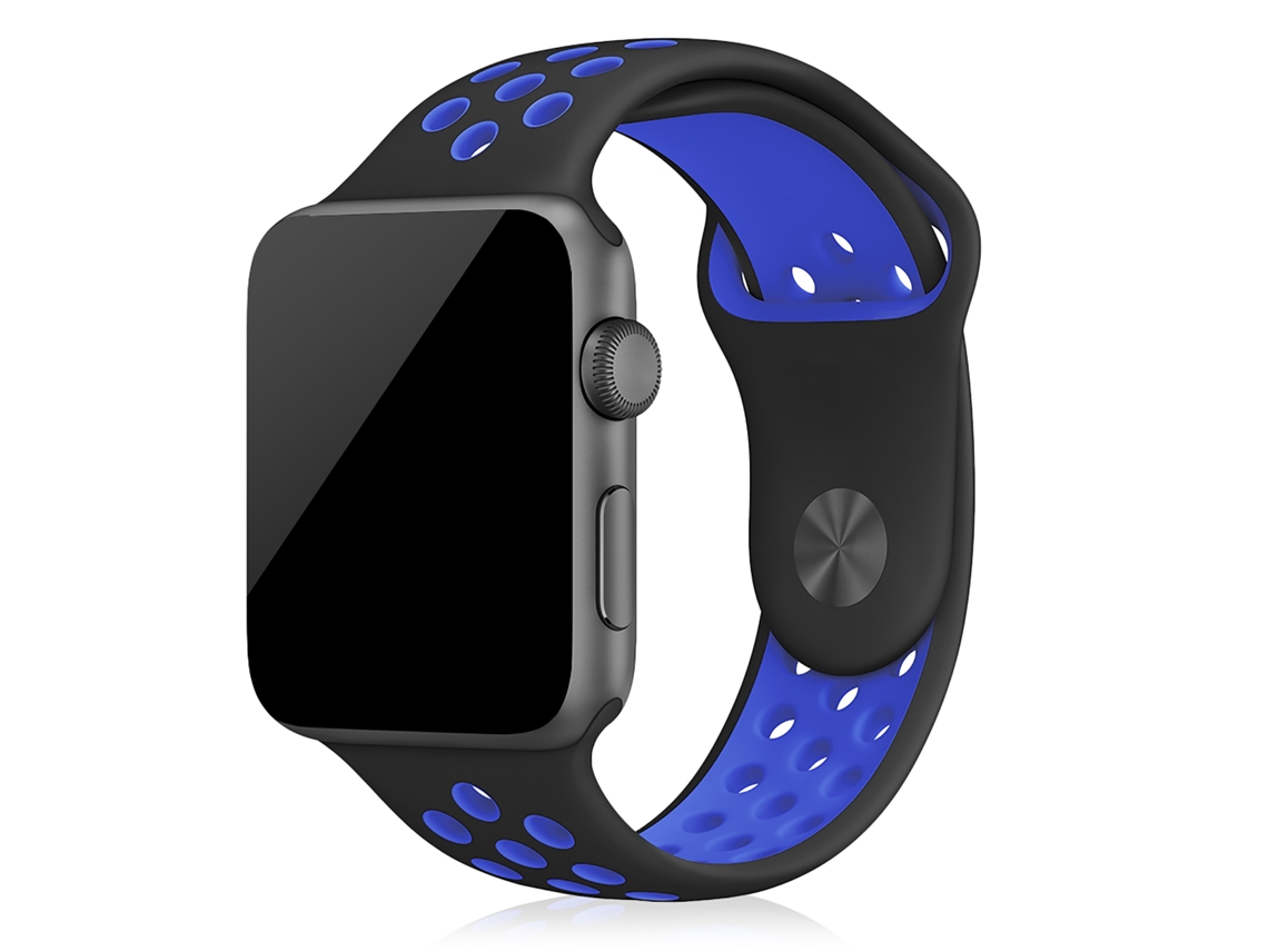 Correa deportiva de silicona compatible con Apple Watch de 38/40/41 mm. Talla M/L. 23 x 2 x 0,2 cm. Color negro.