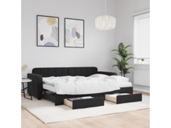 Sofá Cama Nido Con Cajones Terciopelo Negro 80x200 Cm