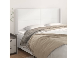 Cabecero Con Orejas De Cuero Sintético Blanco 163x16x118/128 Cm