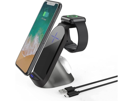 Estación de Carga Sem Rápido Qi para Apple RADIODDITY Negro