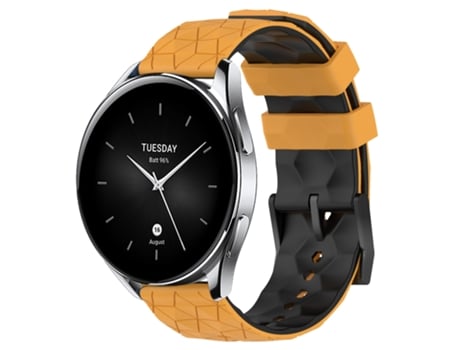 Correa de reloj inteligente para Xiaomi MI Watch S2 22 mm Patrón de fútbol Correa de reloj de silicona de dos colores (amarillo + negro)
