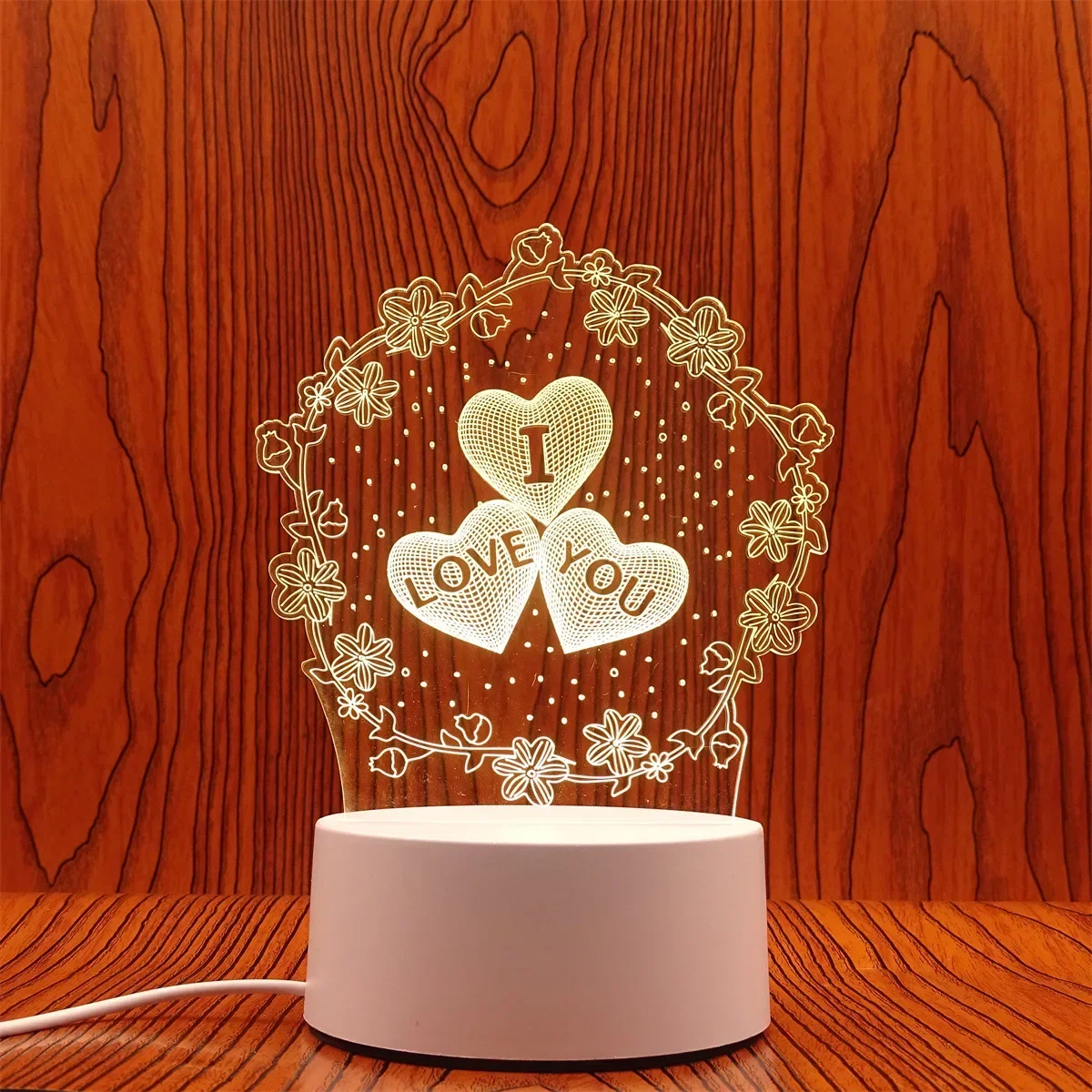 (luz Cálida) Lámpara De Noche Led Usb 3d De Acrílico, Decoración Para El Dormitorio.