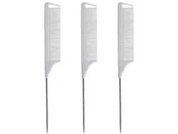 Peine de 3 piezas para trenzas, peine de cola de rata, púas de acero, púas de fibra de carbono, peines con púas de acero inestables