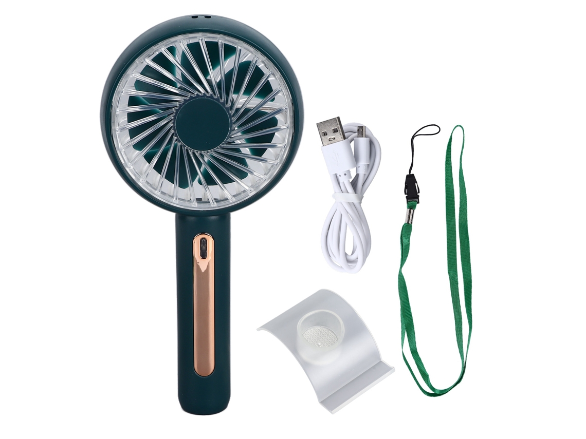 Mini Ventilador Portátil De Cuatro Velocidades Con Soporte Usb Para Teléfono, Ideal Para La Oficina - Verde