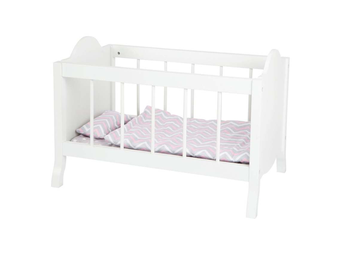 Cama de madera blanca pequeña para muñecas con ropa de cama, juguete de cama para muñecas, Small Foot