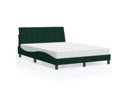 Maison Exclusive - Cama Con Colchón Hanko Terciopelo Verde Oscuro 140x190 Cm