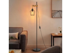 Lámpara de pie vintage de madera negra para salón, diseño industrial, lámpara de pie metálica, casquillo E27, 146 cm, Zmh