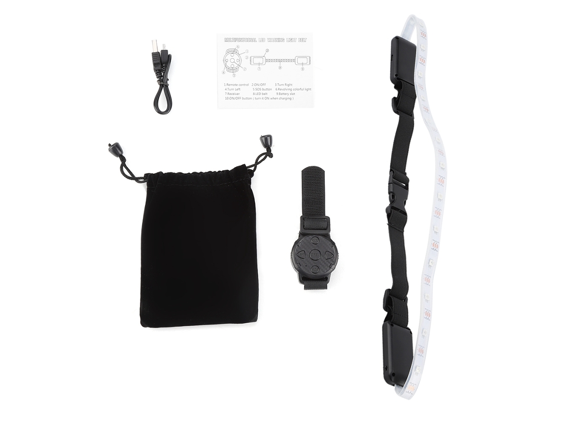 Cinturón de luz LED ajustable para correr y andar en bicicleta, seguridad nocturna, recargable por USB