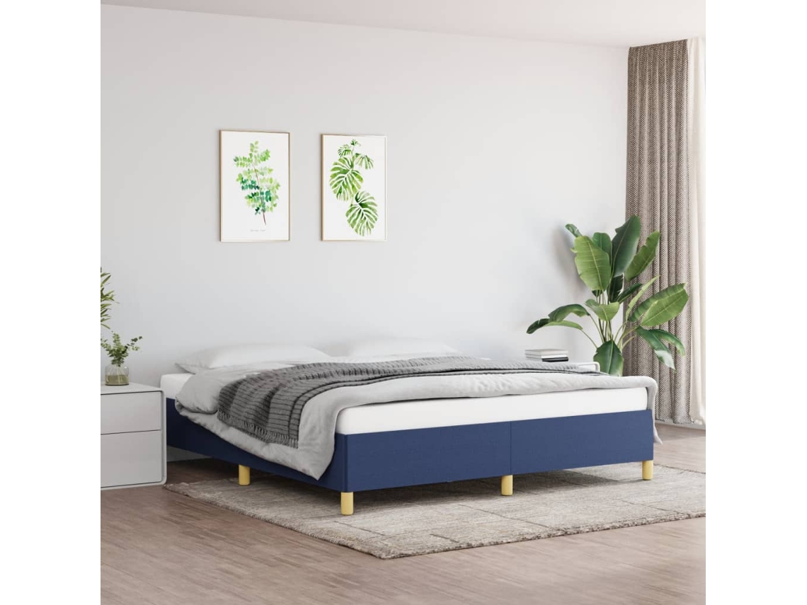 Cama Sin Colchón Tela Azul 180x200 Cm