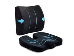 Cojín De Asiento De Espuma Viscoelástica Para Oficina, Almohada De Apoyo Para La Espalda Para Aliviar El Dolor Ciático/de Espalda, Negro Gertiz