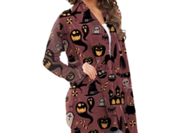 Blusa Rebe-Halloween com frente aberta, mangas compridas soltas, estilo elegante e casual, tamanho 6 XL