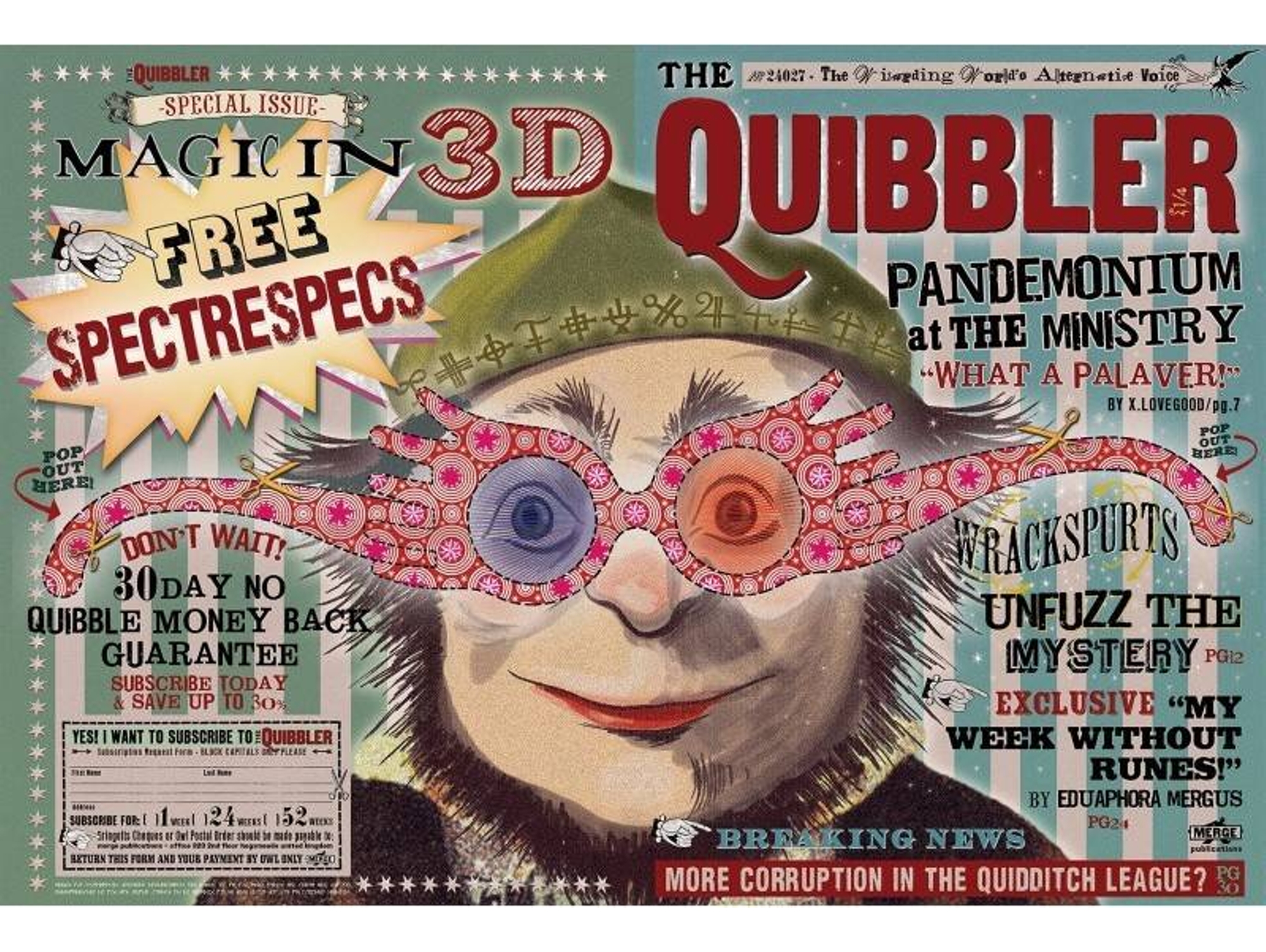 Puzzles THE NOBLE COLLECTION Harry Potter - The Quibbler Magazine Cover