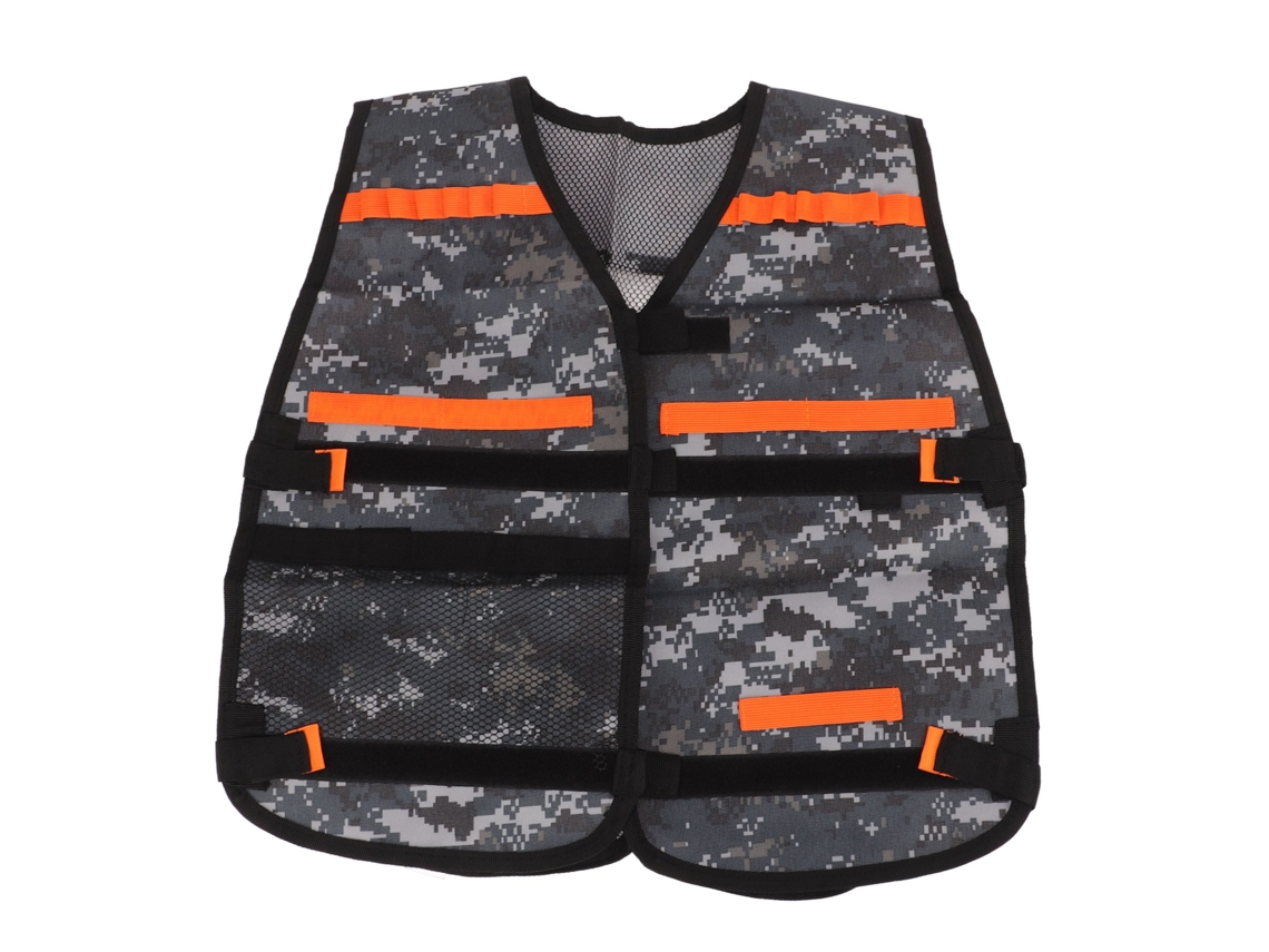 Chaleco Infantil De Juguete Con Talla Ajustable, Tejido Oxford Gris Camuflaje, Ideal Para Aventuras Al Aire Libre.