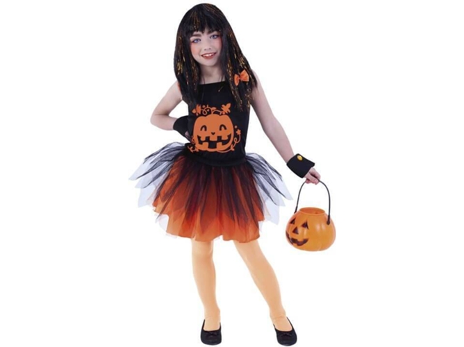 Disfraz de Niña DISFRAZZES Calabacita Con Tutú Naranja Y Negro (Talla: 5 a 7 años)