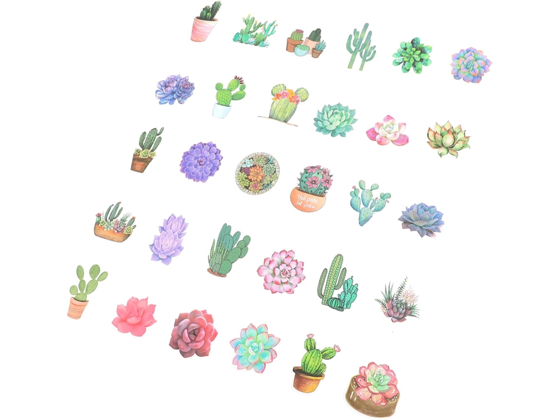 Juego De 3 Pegatinas Decorativas Con Diseños De Plantas De Dibujos Animados Para Scrapbooking.