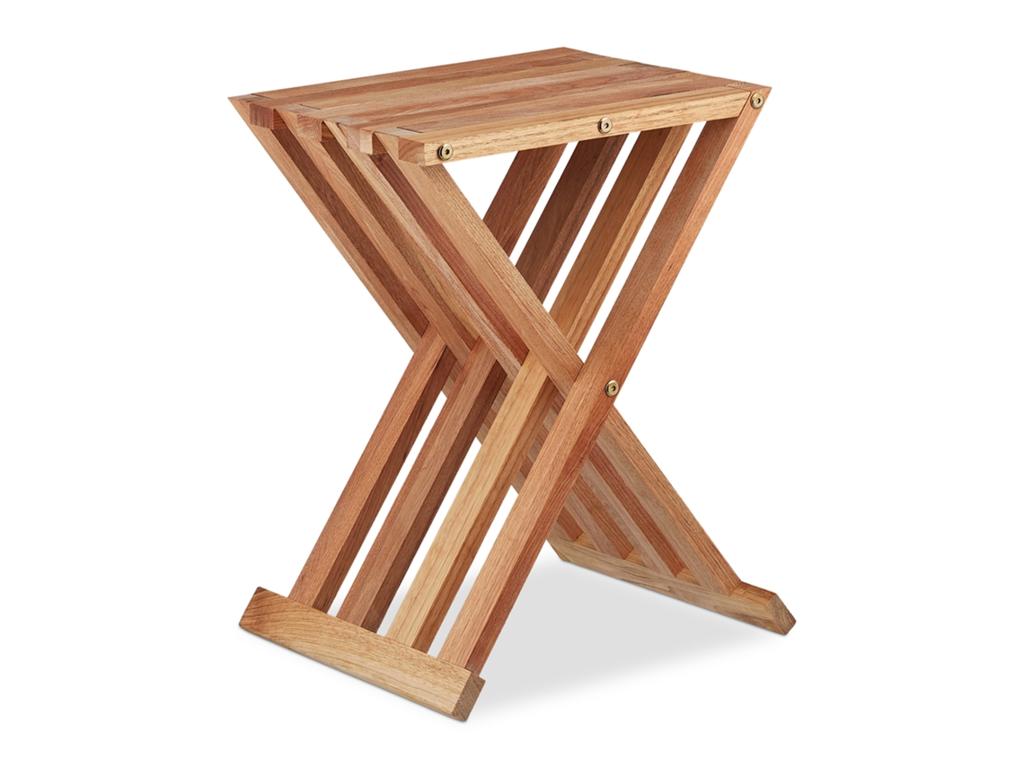 Relaxdays Mesa Auxiliar Plegable, Madera De Nogal, Salón, Balcón Y Terraza, 44,5 X 34 X 28 Cm, Mesita De Sillón, Natural