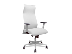 Sillón Albacete Con Mecanismo Sincro Tapizada Con Tela Color Blanco. Equipado Con Base Poliamida Blanca, Brazos 1d Y Ruedas 65 Mm Parqué