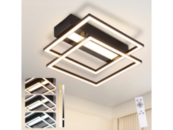 Lámpara de techo LED Nettlife para salón, 2 marcos, negra, moderna, regulable, cuadrada, para pasillo