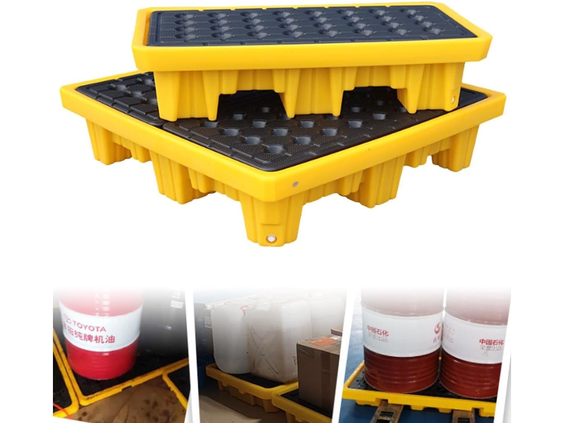 Bandeja Modular De Contención De Derrames Para 1 Bidón - Plataforma Extraíble Con Rejilla.