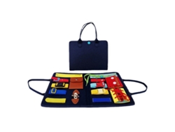 Tablero sensorial para niños pequeños: aprendizaje y actividades sobre correas y vestimenta.