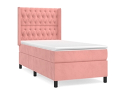 Maison Exclusive - Cama Box Spring Con Colchón Terciopelo Rosa 90x200 Cm