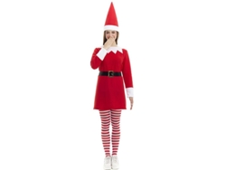 Disfraz de Elfa Polar roja en vestido con gorro para mujer