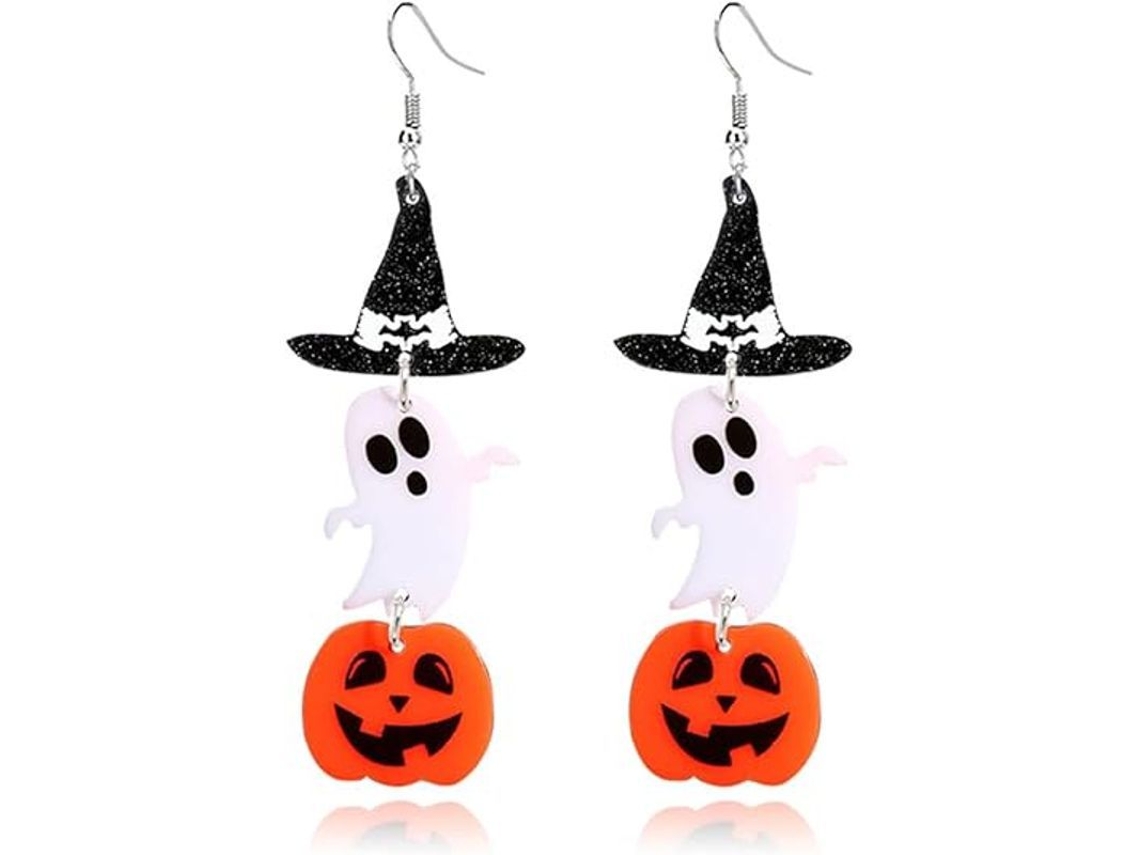Bonitos Pendientes De Halloween Con Fantasmas, Calabazas, Gatos Y Arañas En Acrílico Para Mujer.