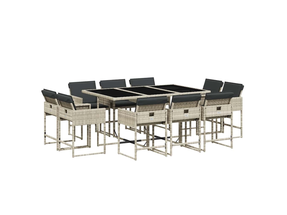 Maison Exclusive - Set De Comedor De Jardín 11 Pzas Y Cojines Ratán Sintético Gris