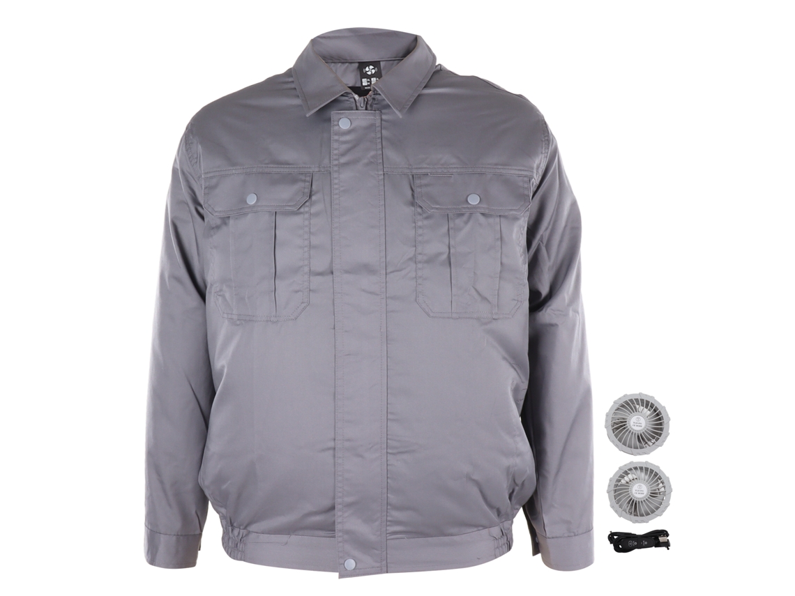 Chaqueta con protección UV y ventilador de disipación de calor, talla XL, gris claro.