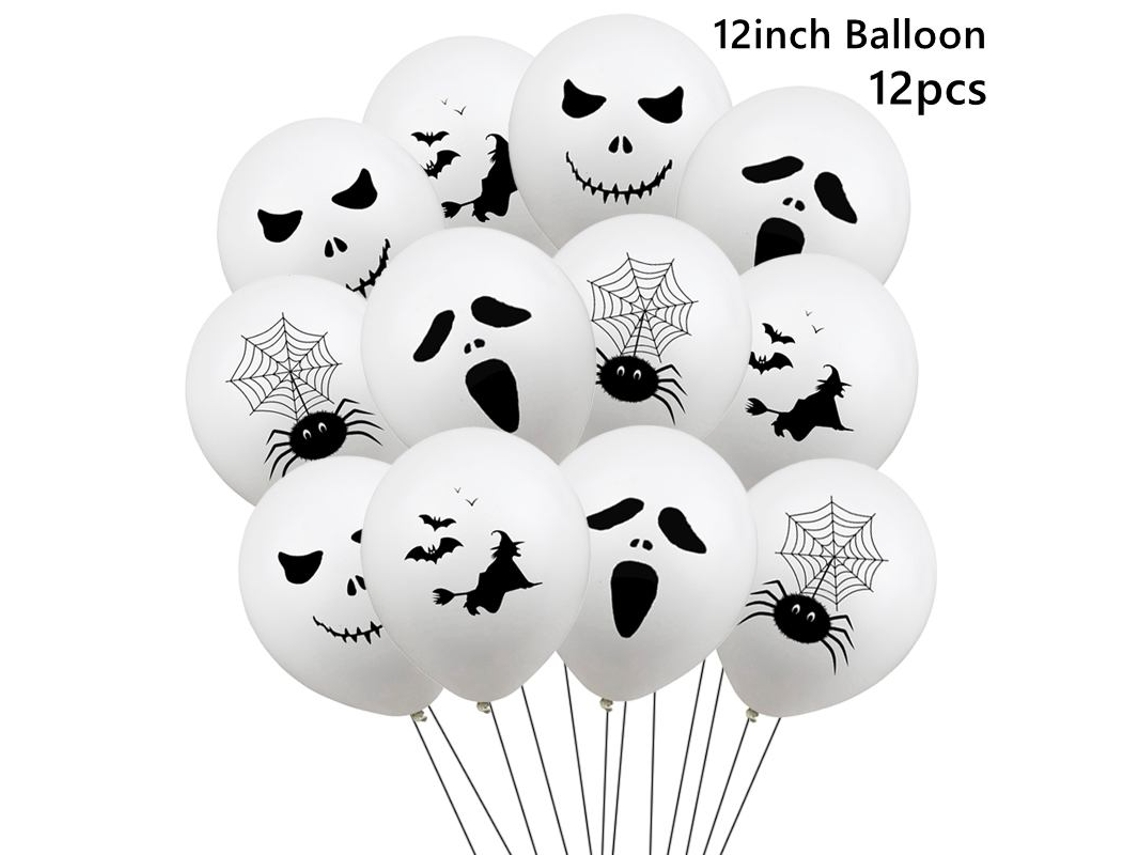 12 globos fluorescentes amarillos de calabaza fantasma para decoración de fiesta de Halloween Viewleaf
