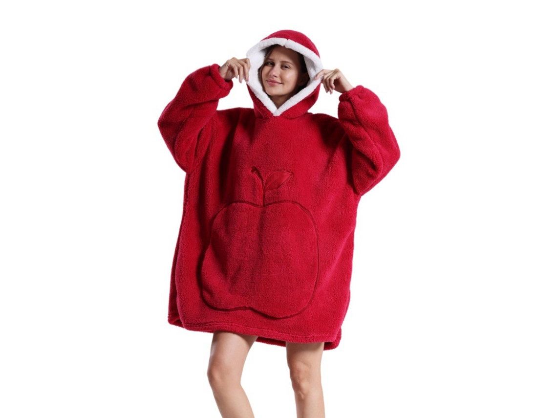 Manta Con Capucha, Sudadera Con Capucha De Felpa, Manta Ponible, Bata De Baño Unisex (roja) Cuich