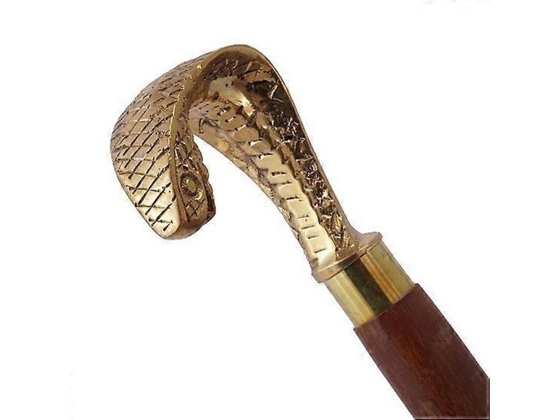 Bastones y bastones con cabeza de serpiente para hombres y mujeres, 91,44 cm, madera marrón, mango de latón, bastón plegable Derby unisex
