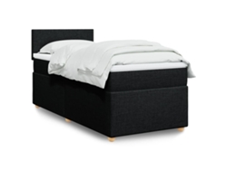 Cama Box Spring Individual Con Colchón Tela Negro