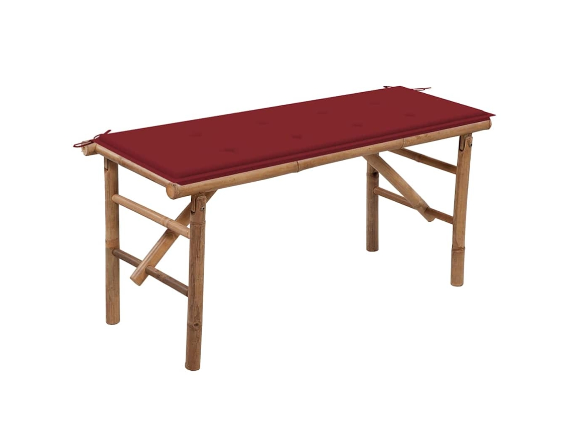 Banco de jardín plegable con cojín de bambú de 118 cm, DKD Home Decor
