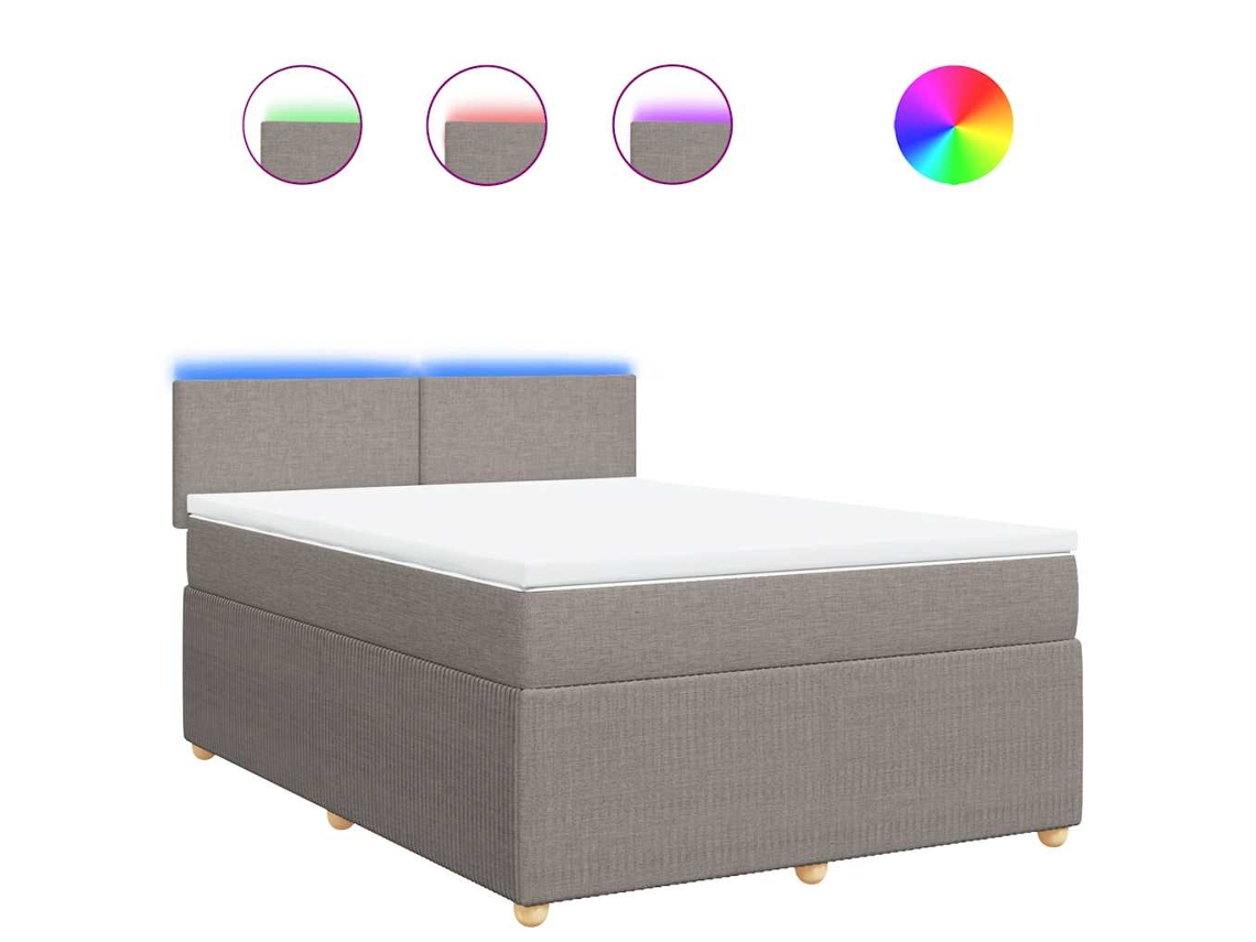 Maison Exclusive - Cama Box Spring Con Colchón Tela Gris Taupe 140x190 Cm