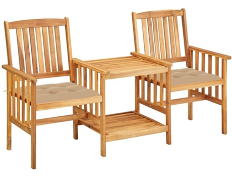 Conjunto muebles bistro VIDAXL Beige Madera de acacia (159x61x92 cm)