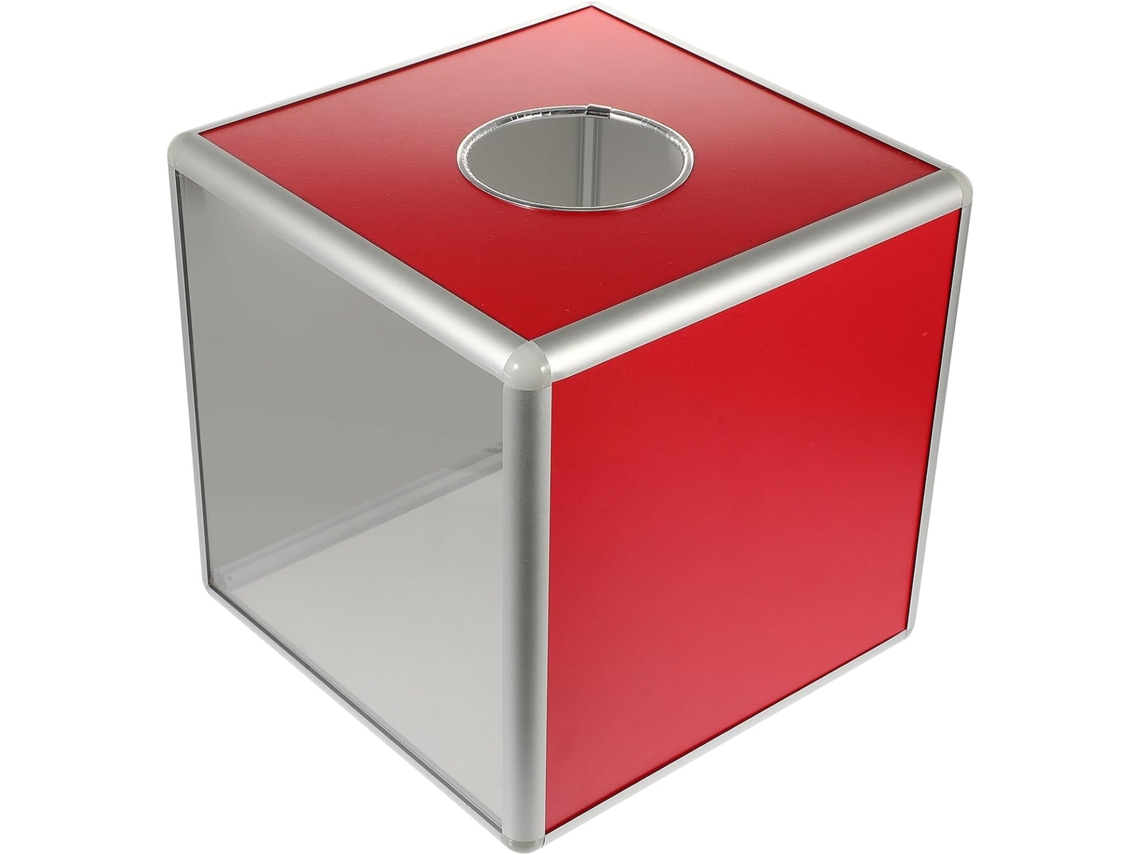 Caja De Donaciones Multifuncional De Aluminio Transparente De 30x30x30 Cm, Urna Cúbica Para Sorteos De Lotería.