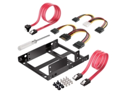Kit de montaje de SSD de 2,5" a HDD de 3,5" con cables de datos y alimentación SATA.
