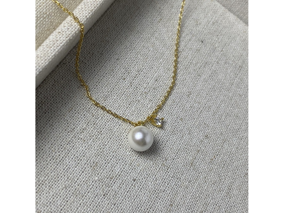 (oro) Collar De Perlas De Plata De Ley 925, Colgante Sencillo De Una Sola Cuenta De Estilo Francés, Cuenta Pequeña, Lujo Ligero